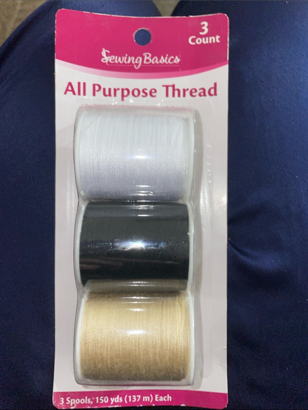 All Purpose Thread - White, Black & Cream (3-Count)